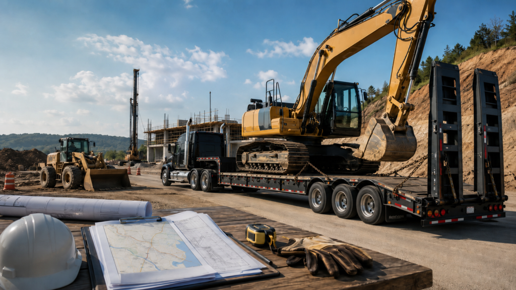 Construction equipment hauling