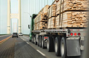 RMA of wooden boards on a flatbed truck 